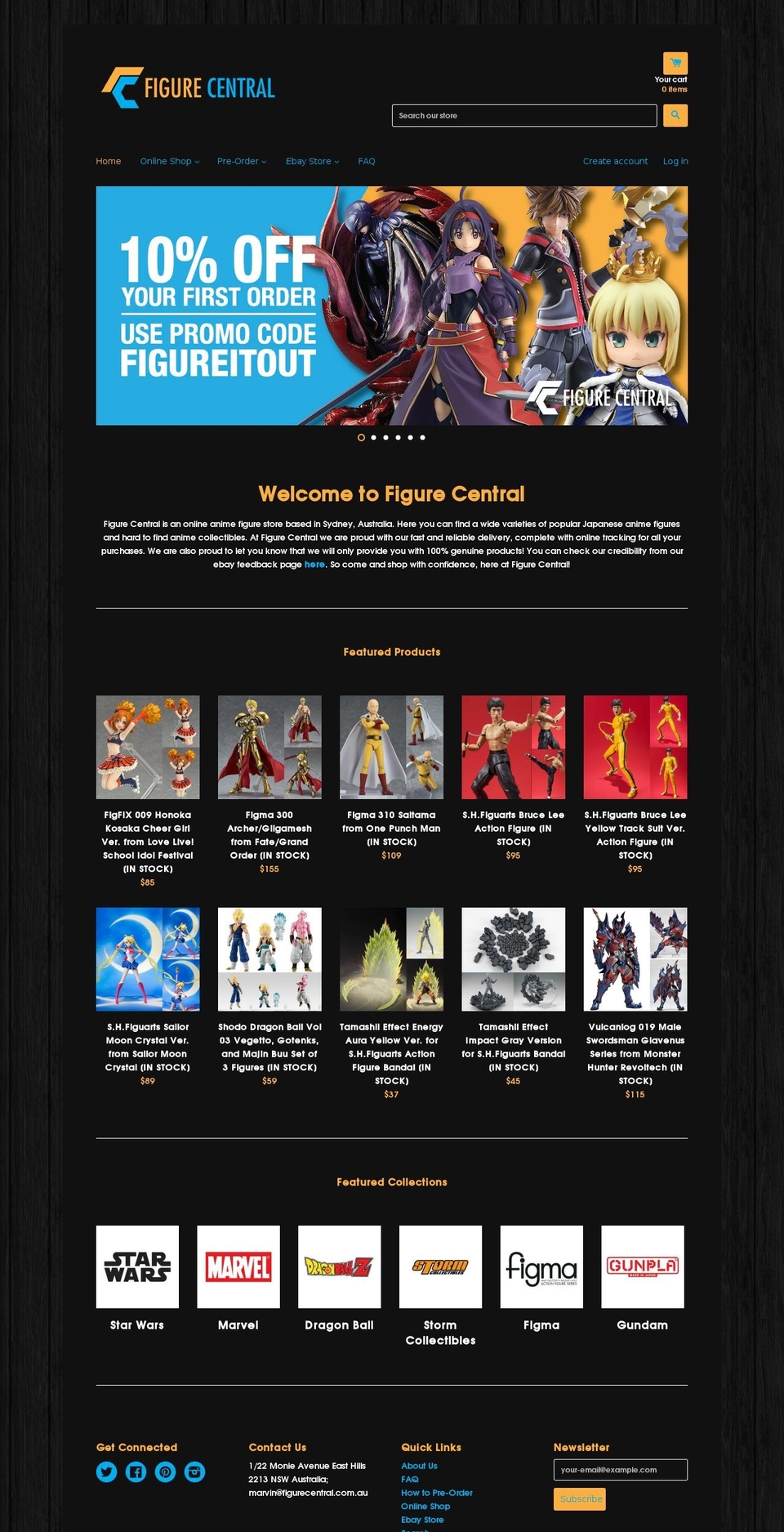 figurecentral.com shopify website screenshot