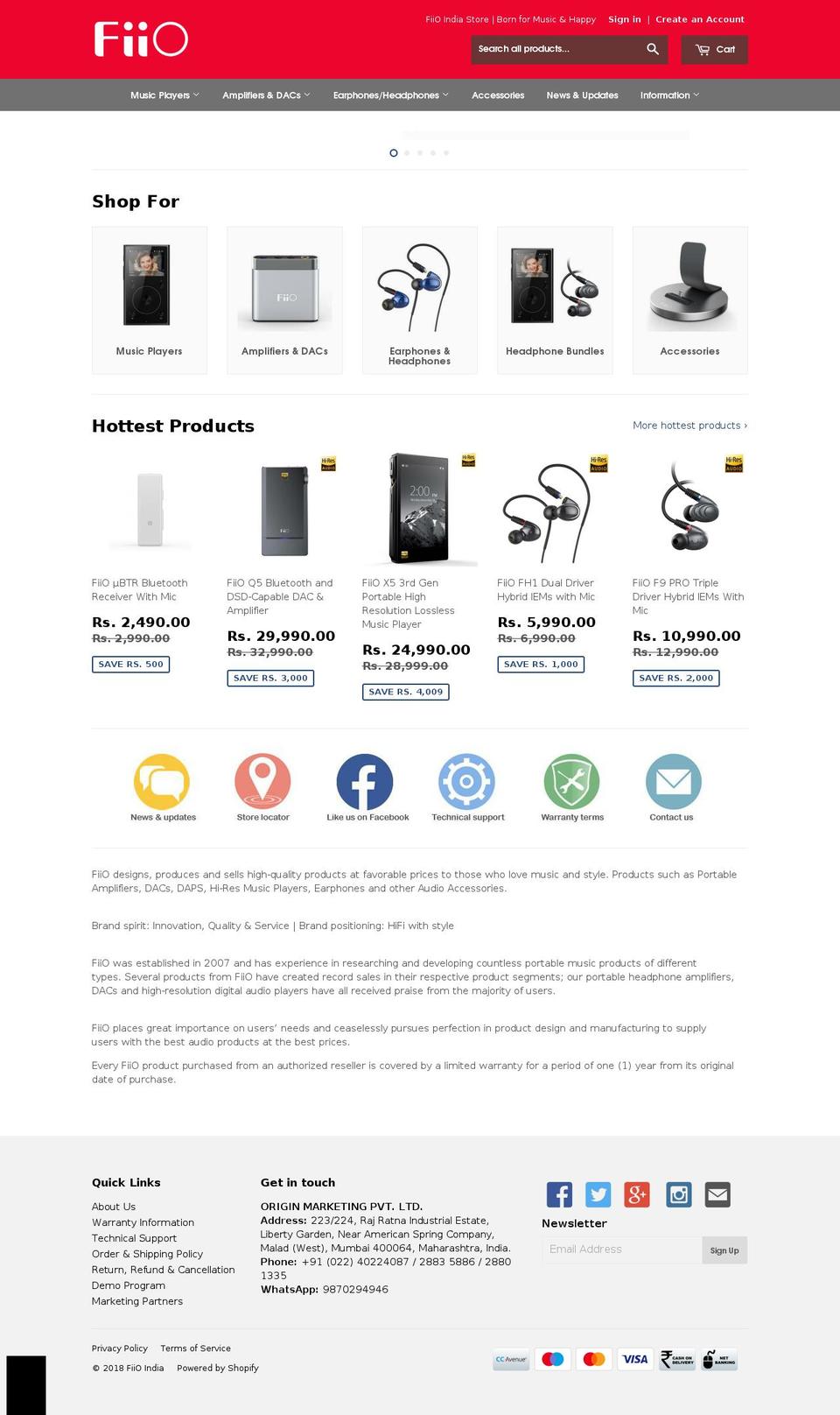 fiio.co.in shopify website screenshot