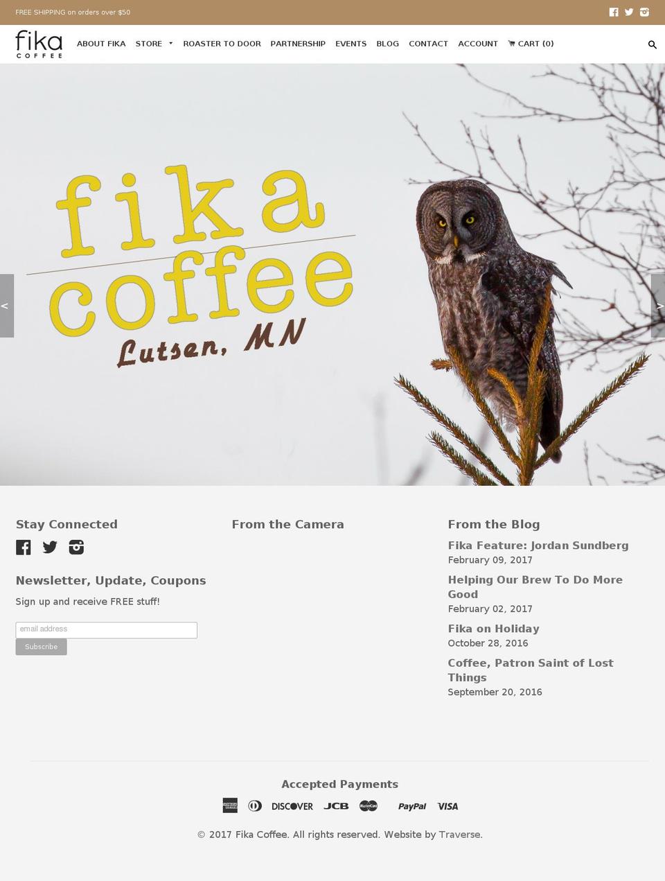 Smart Shopify theme site example fikacoffee.com