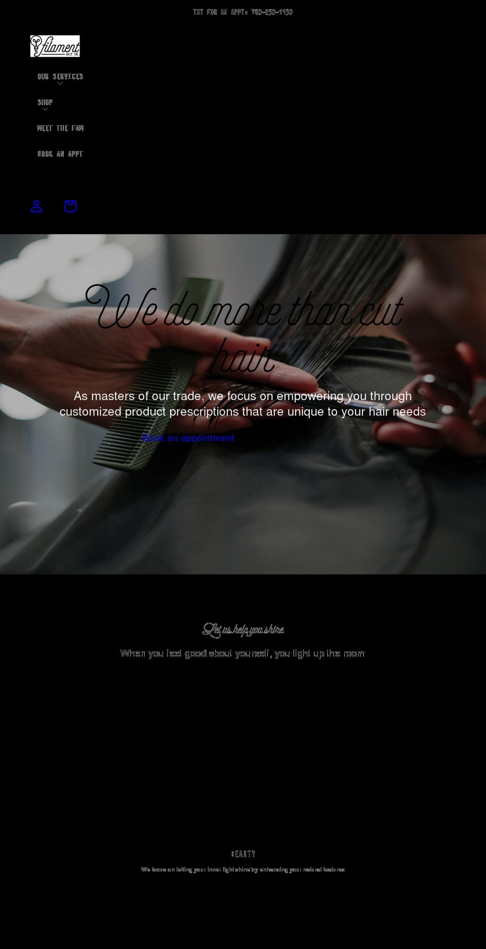 filamenthair.com shopify website screenshot