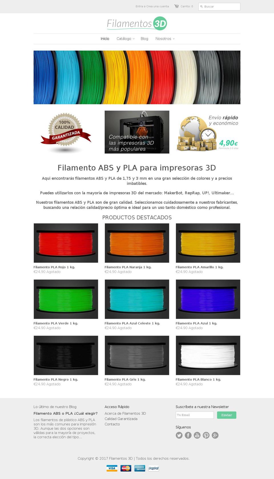 filamento3d.com shopify website screenshot
