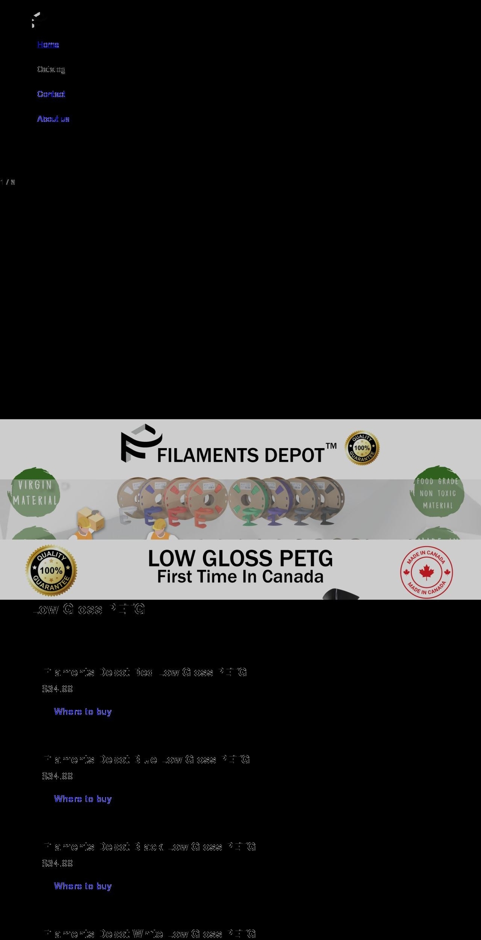 filamentsdepot.com shopify website screenshot