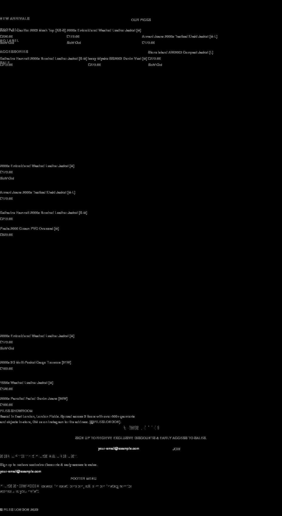 fileslondon.com shopify website screenshot