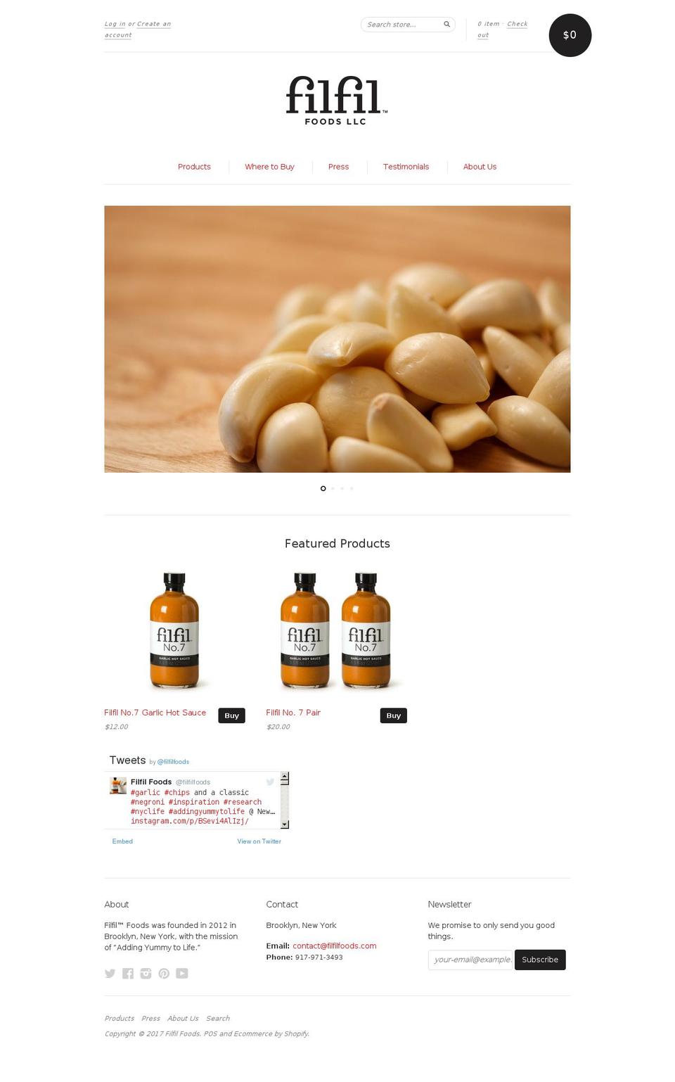 filfilfoods.com shopify website screenshot