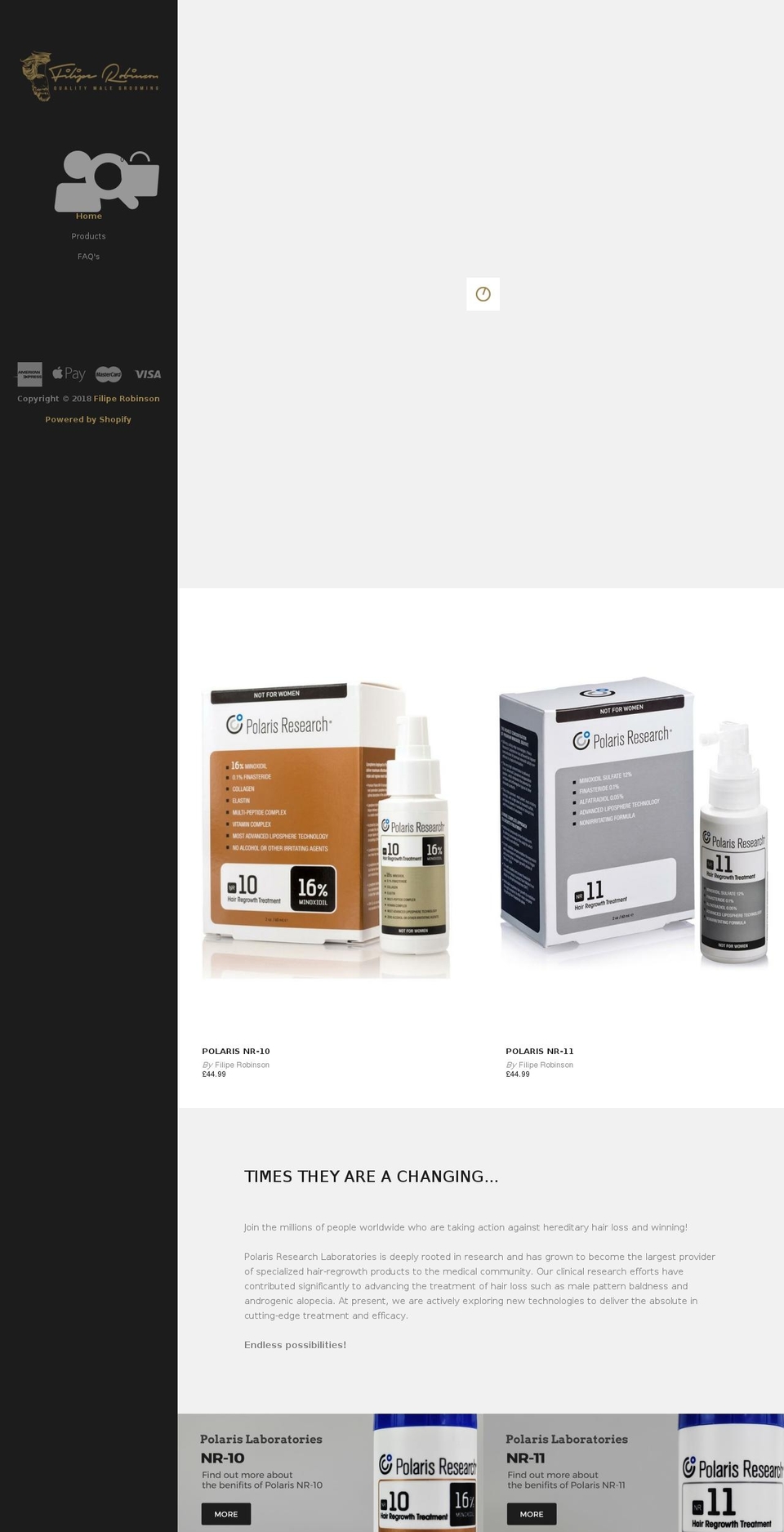 filiperobinson.com — Shopify storefront screenshot