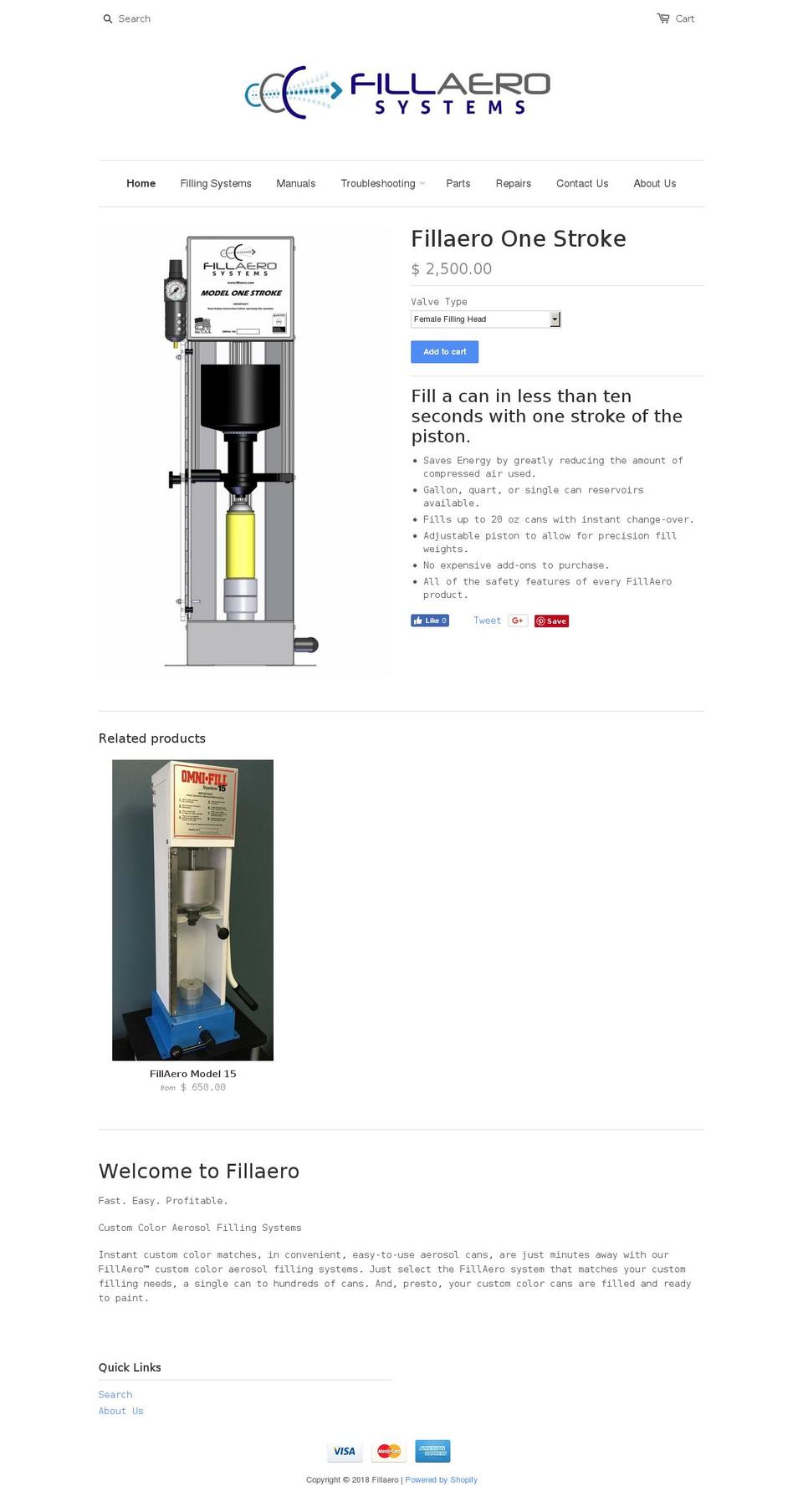 fillaero.com shopify website screenshot