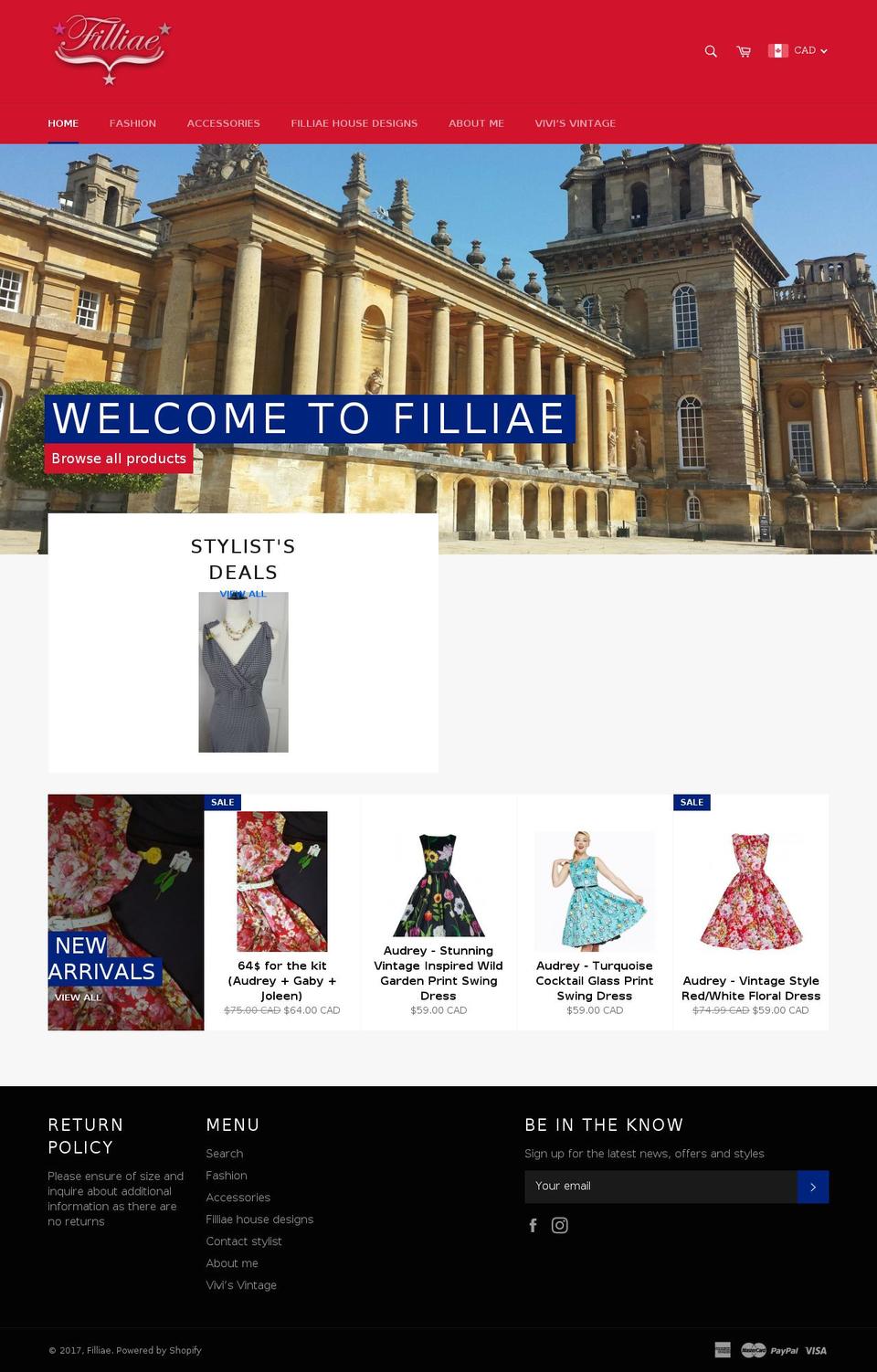 filliae.com shopify website screenshot