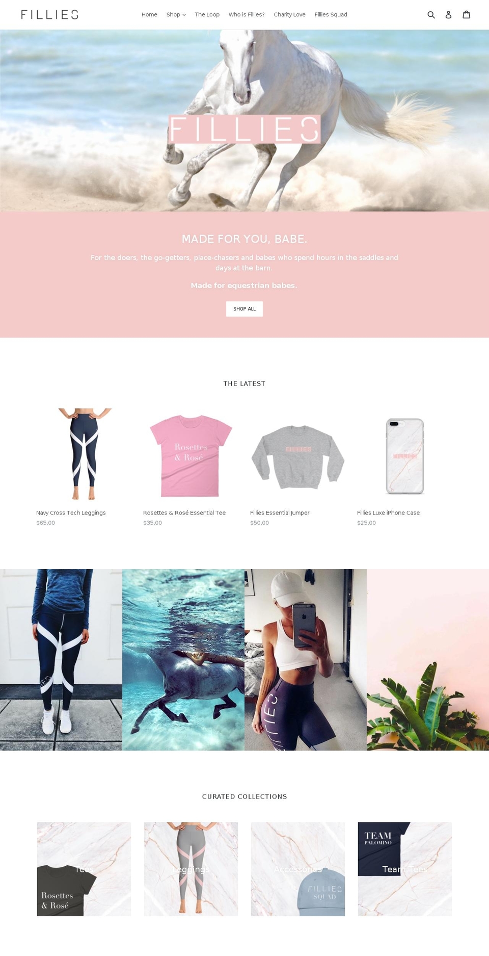 filliesequestrian.com — Shopify storefront screenshot
