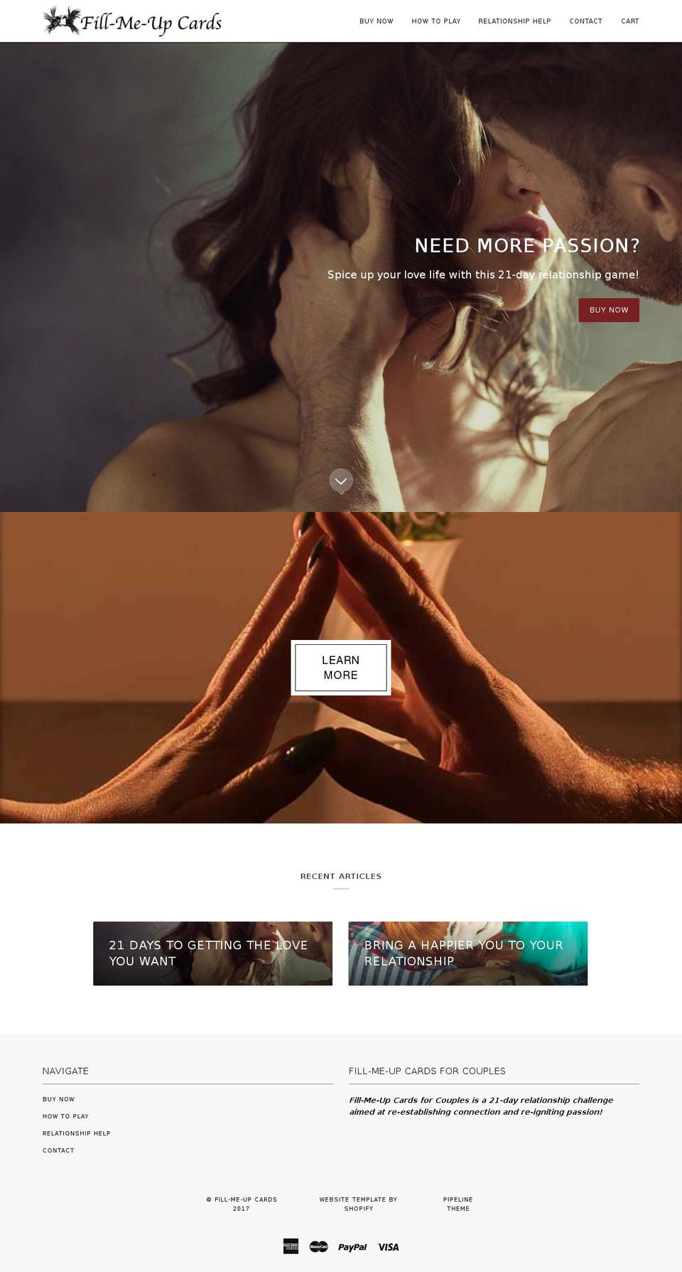 fillmeupcards.com shopify website screenshot