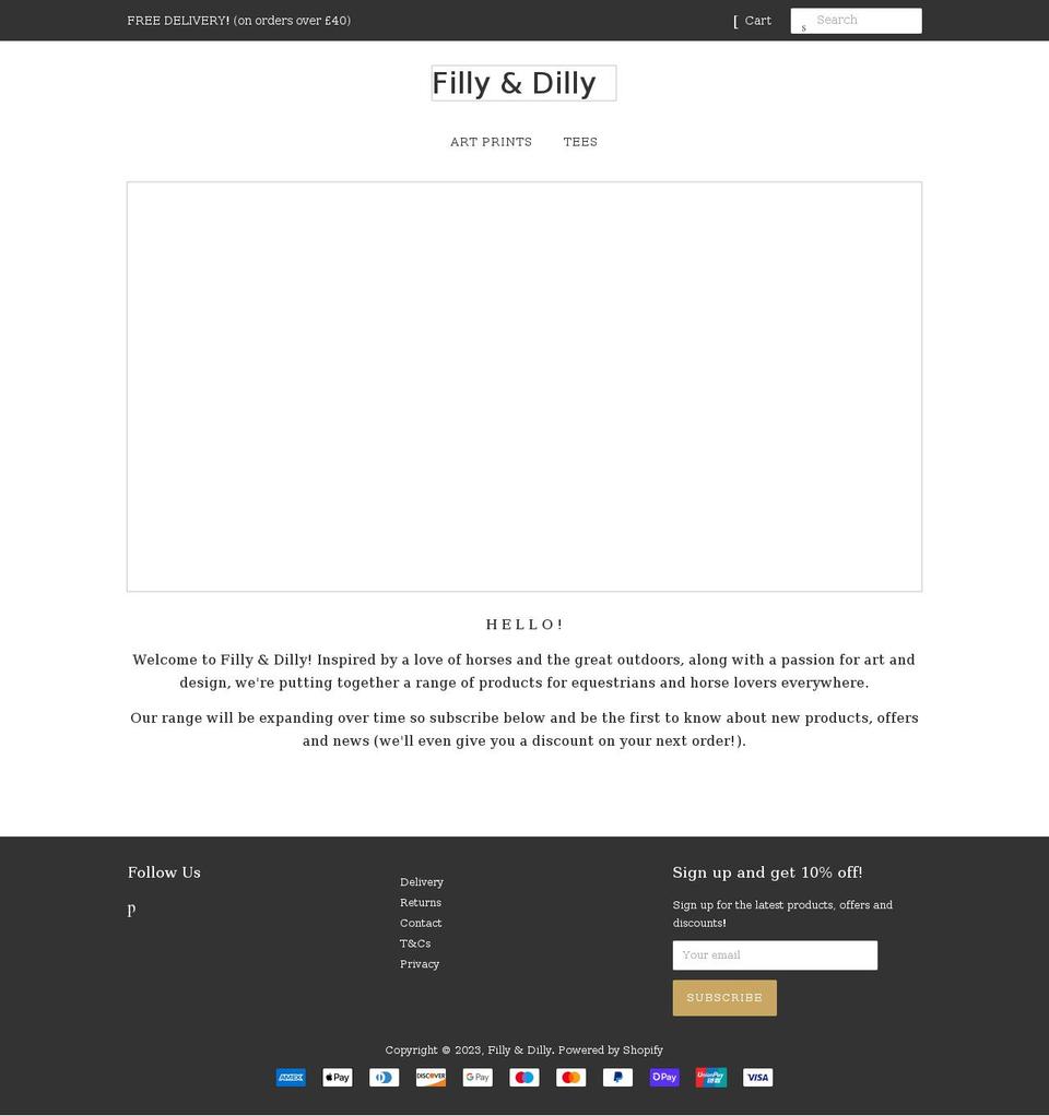 fillyanddilly.co.uk shopify website screenshot