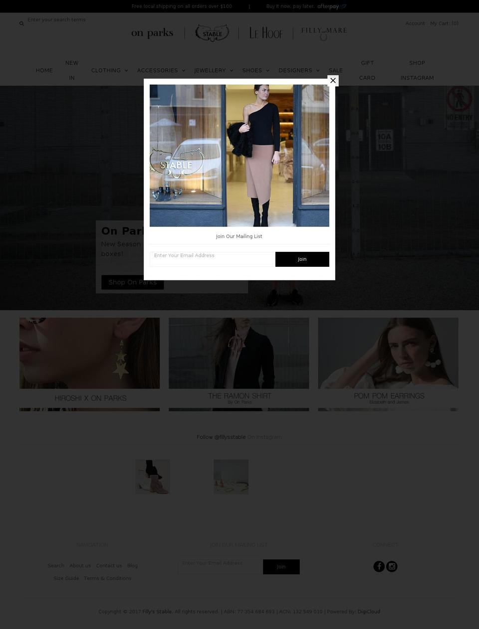 fillysstable.com.au shopify website screenshot