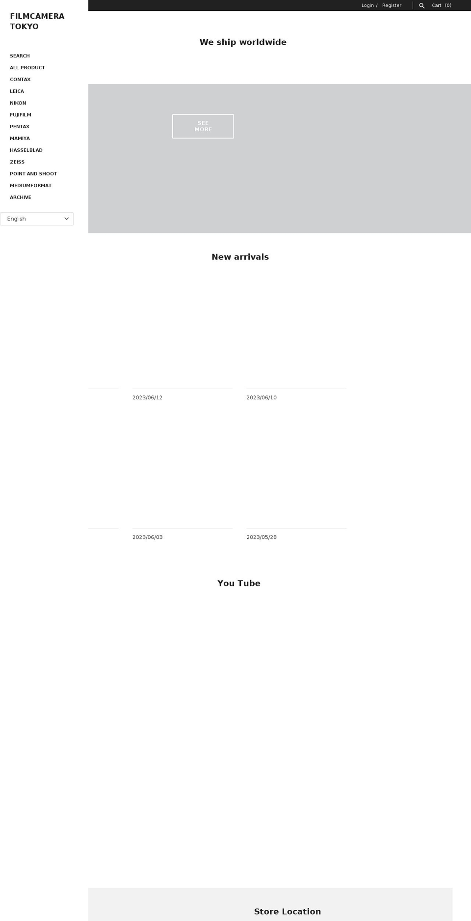 filmcameratokyo.com shopify website screenshot