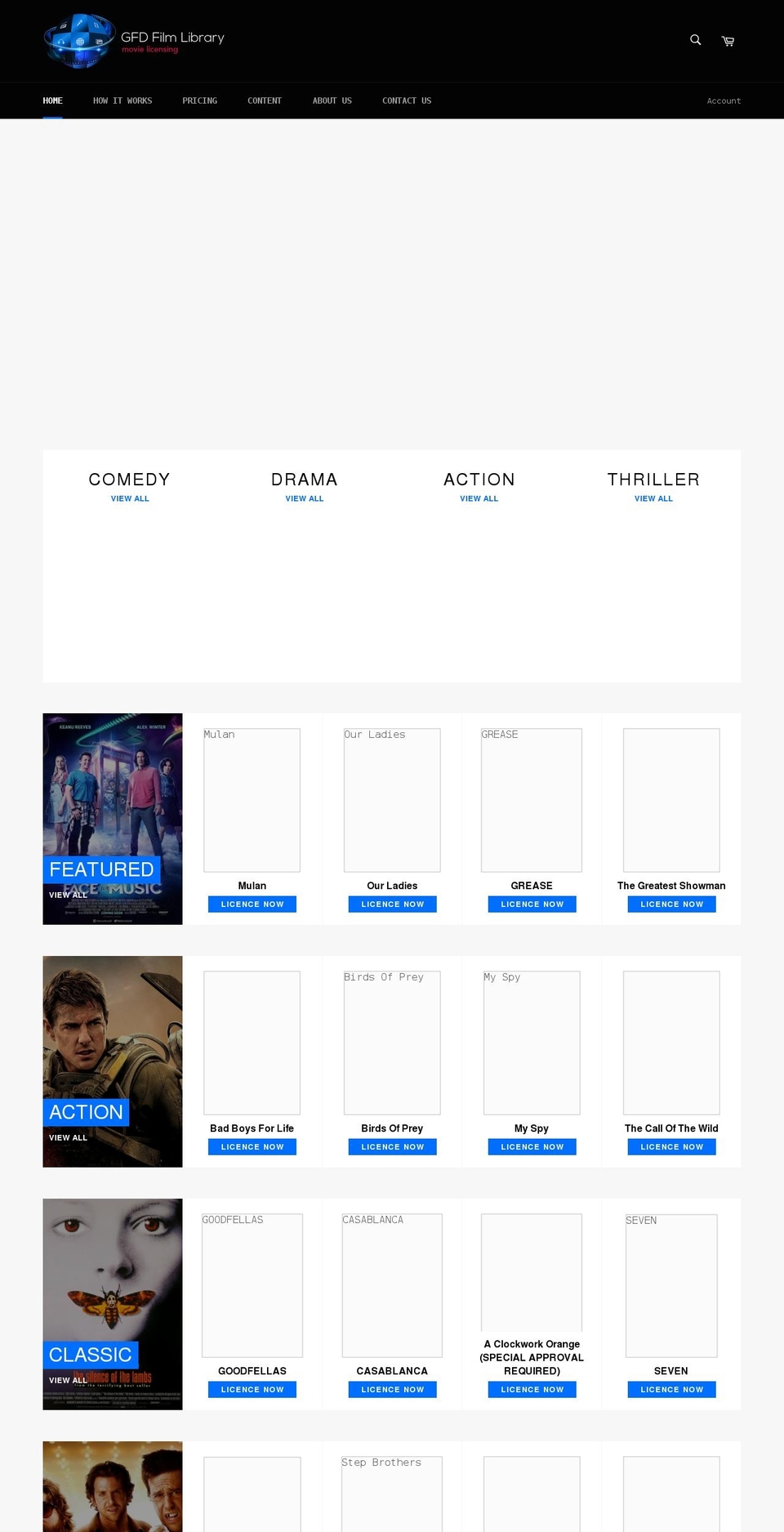 filmlibrary.ie shopify website screenshot