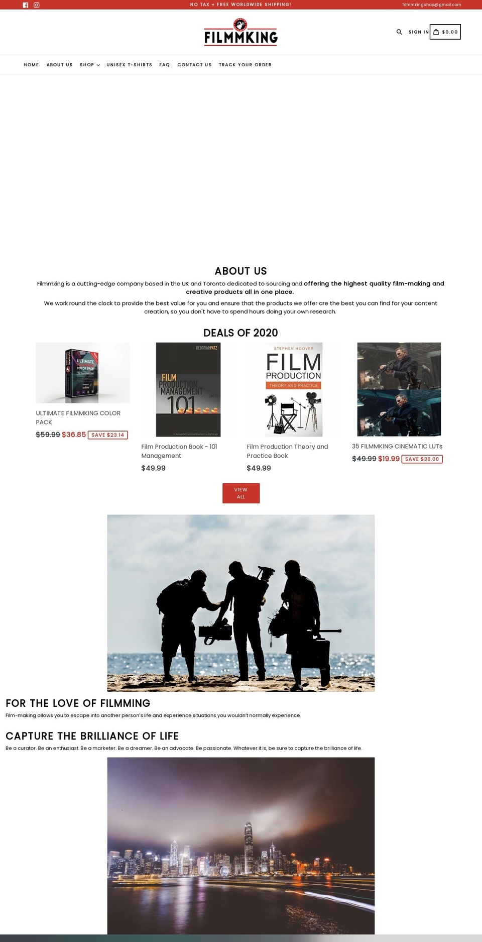 filmmking.com shopify website screenshot