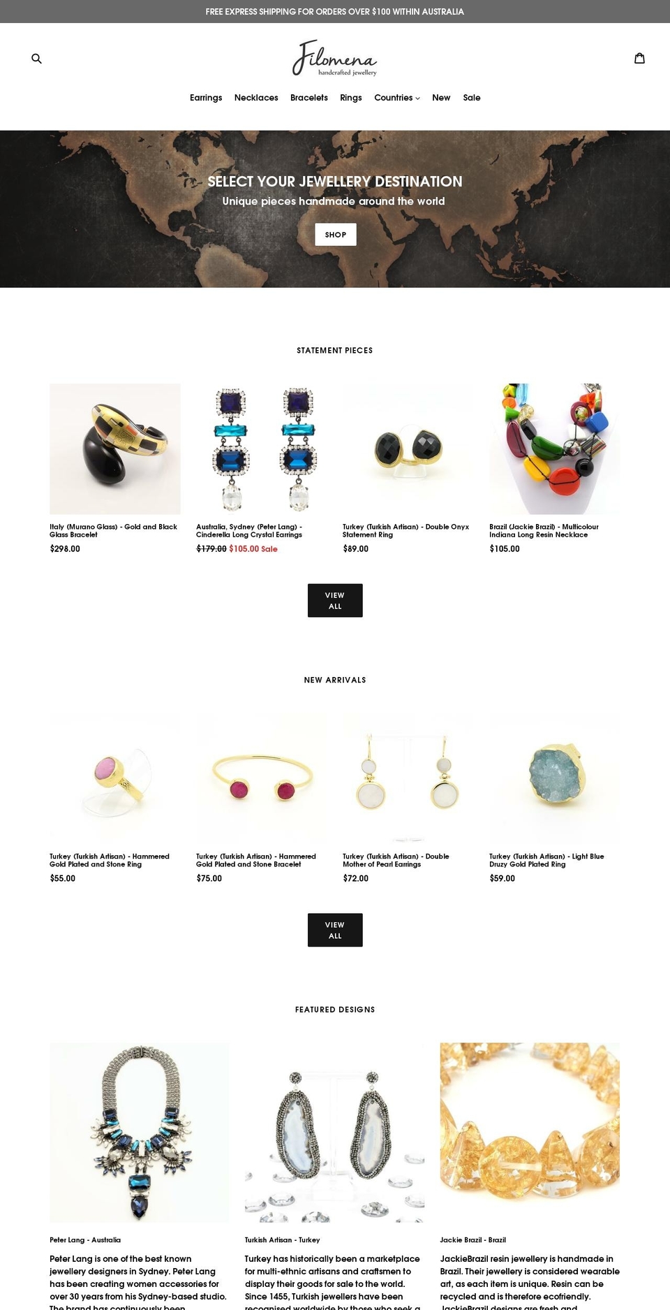 filomenajewellery.com — Shopify storefront screenshot