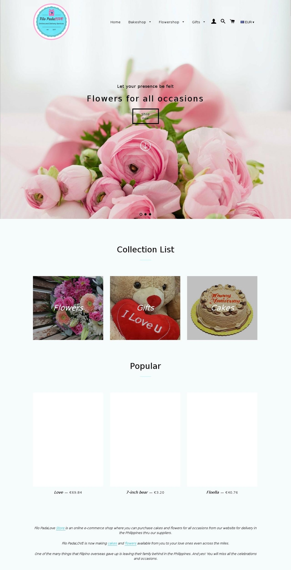filopadalove.com — Shopify storefront screenshot