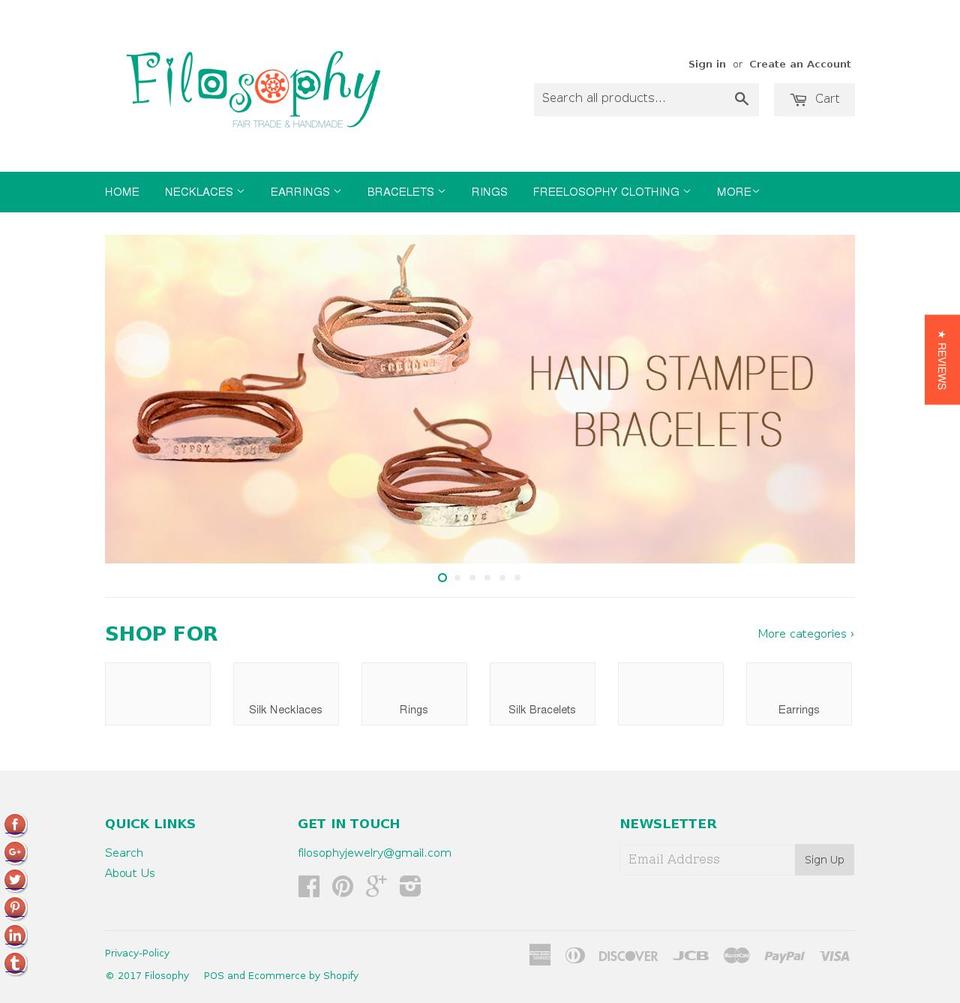 filosophyjewelry.com shopify website screenshot
