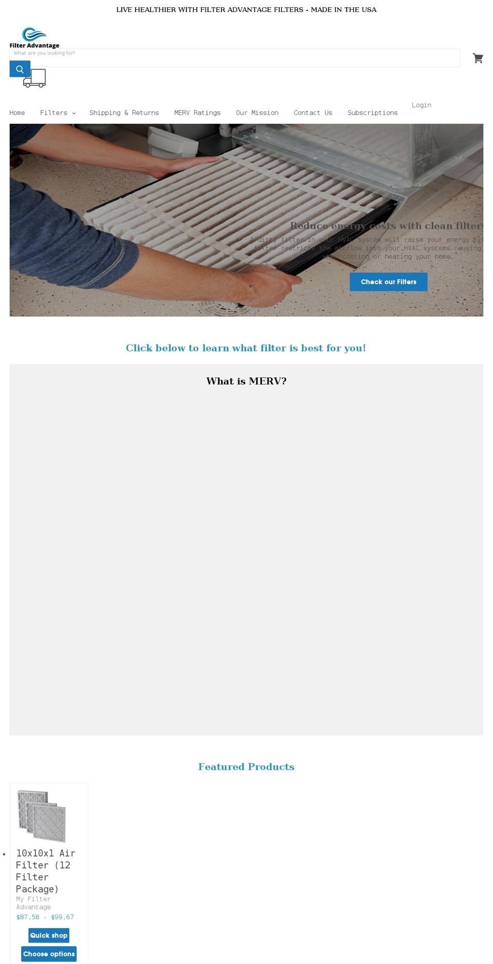 filteradvantage.com shopify website screenshot