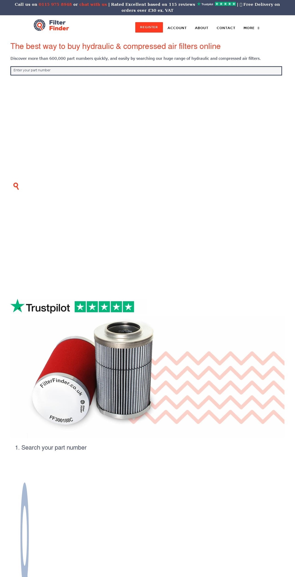 filterfinder.co.uk shopify website screenshot