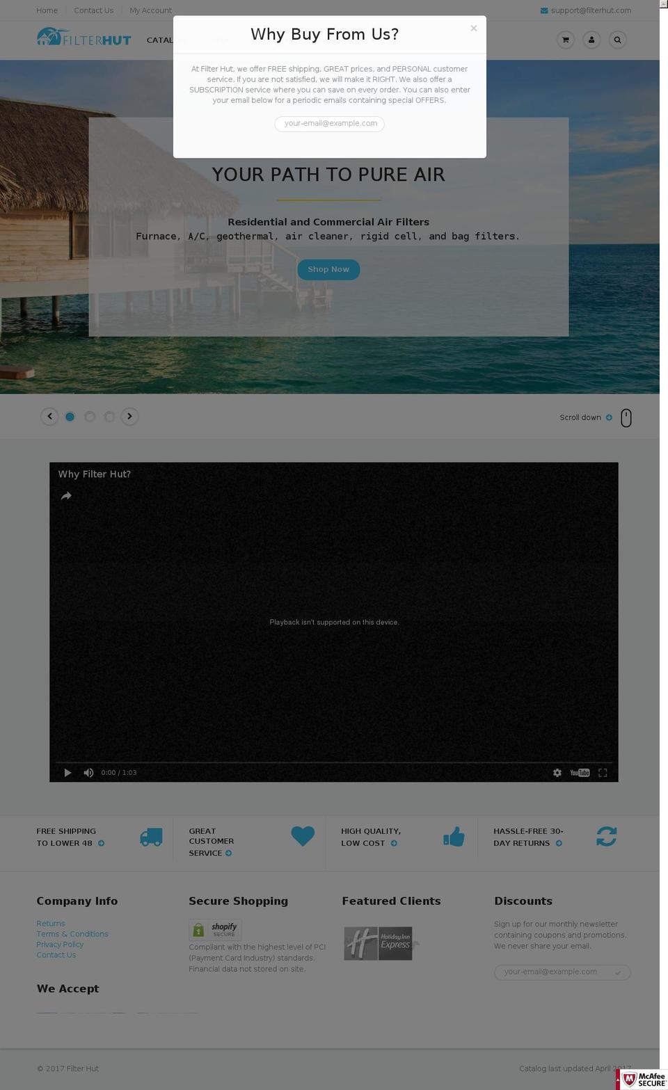 filterhut.com shopify website screenshot