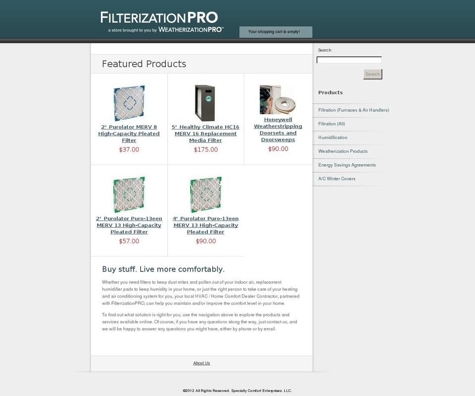 filterizationpro.com — Shopify storefront screenshot