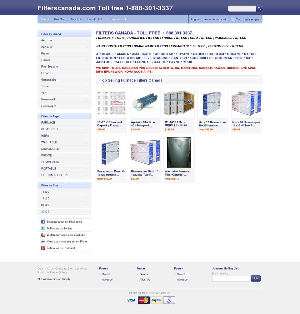 filterscanada.com shopify website screenshot