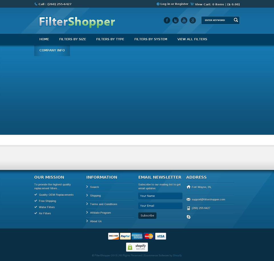 filtershopper.com shopify website screenshot