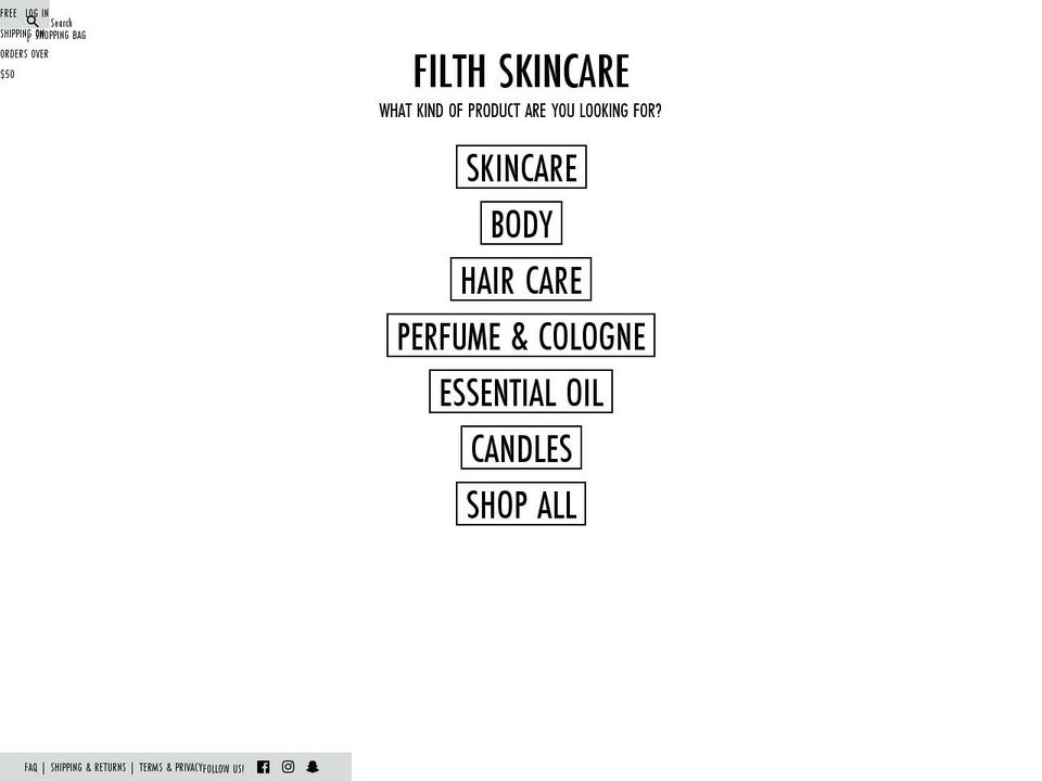 filthskincare.com — Shopify storefront screenshot