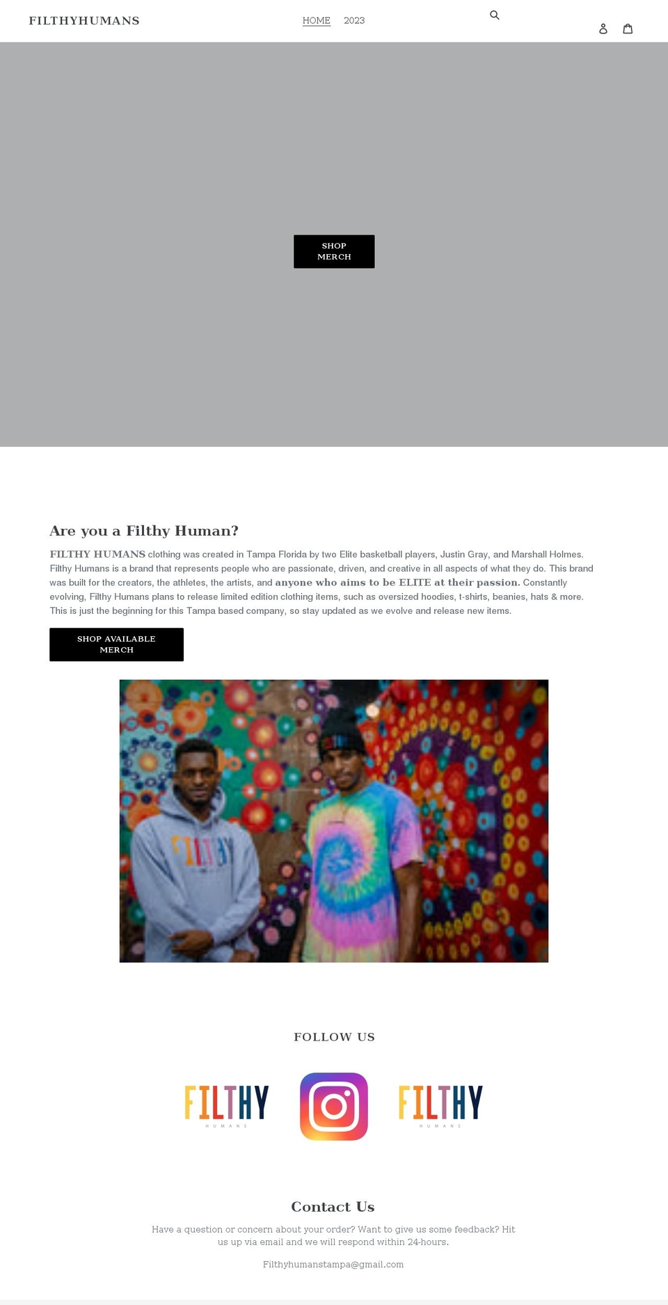filthy-humans.com shopify website screenshot