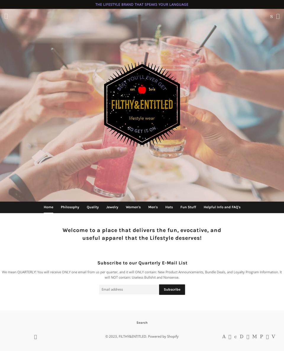 filthyandentitled.com shopify website screenshot