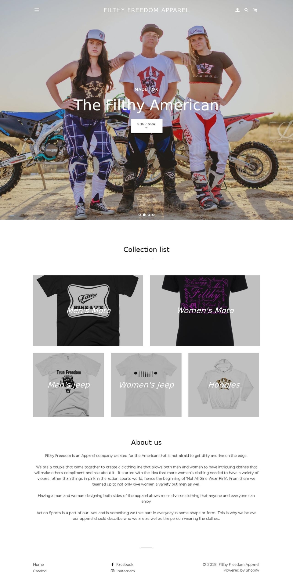 filthyfreedomapparel.com — Shopify storefront screenshot