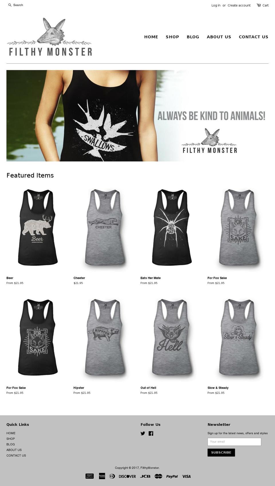 filthymonster.com shopify website screenshot