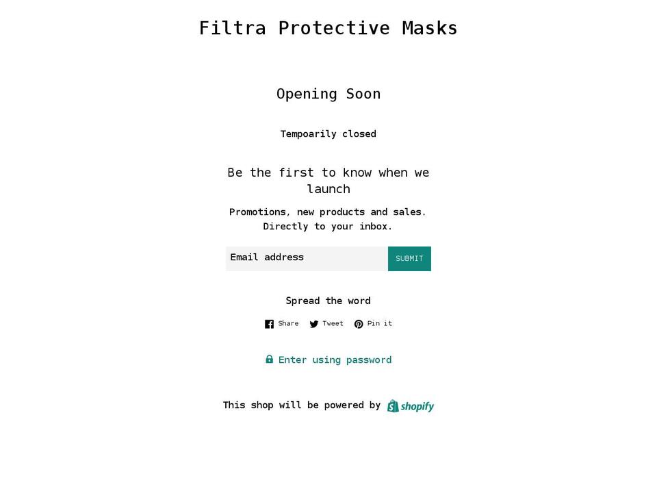 filtramasks.com shopify website screenshot