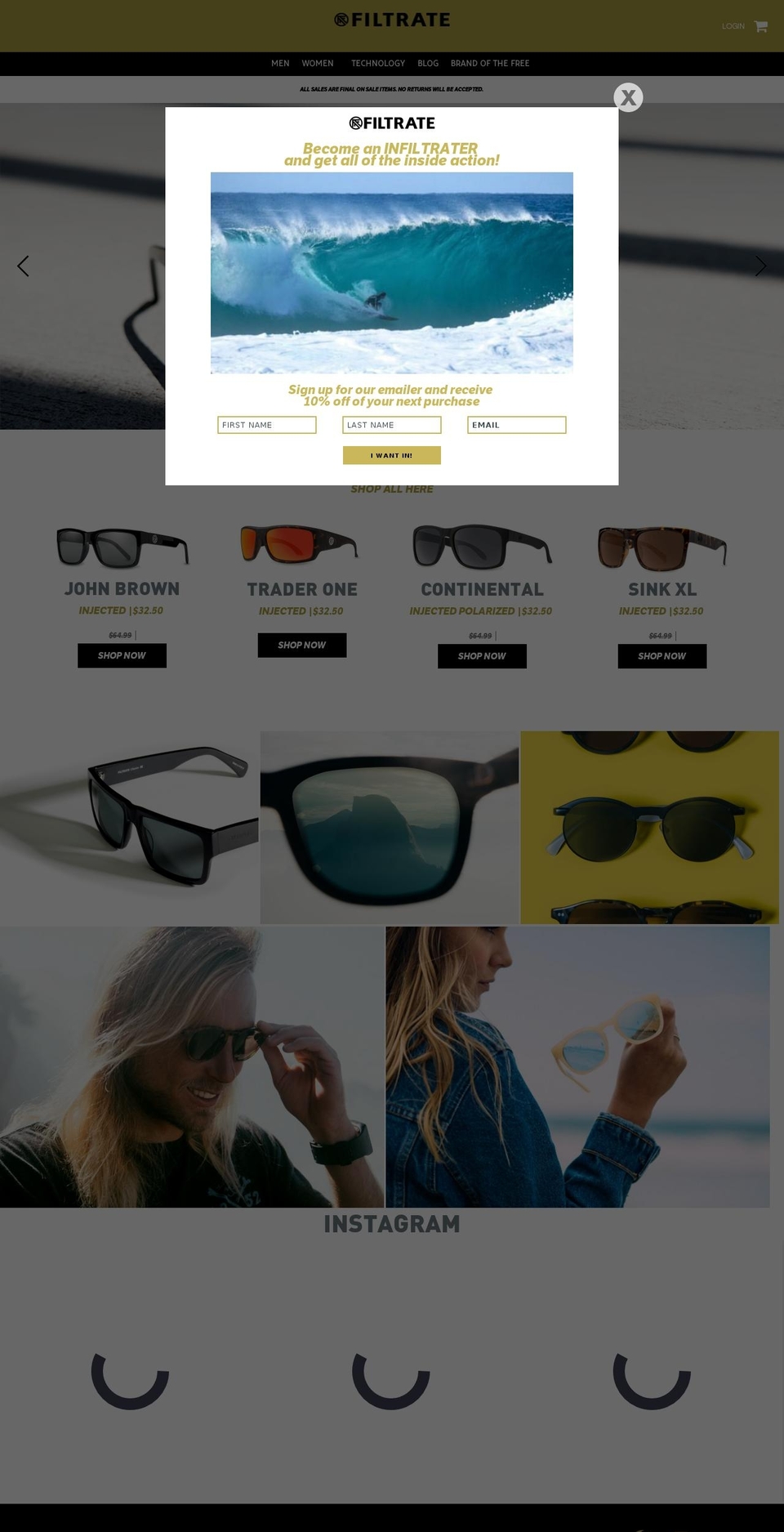 filtrateoptics.com shopify website screenshot