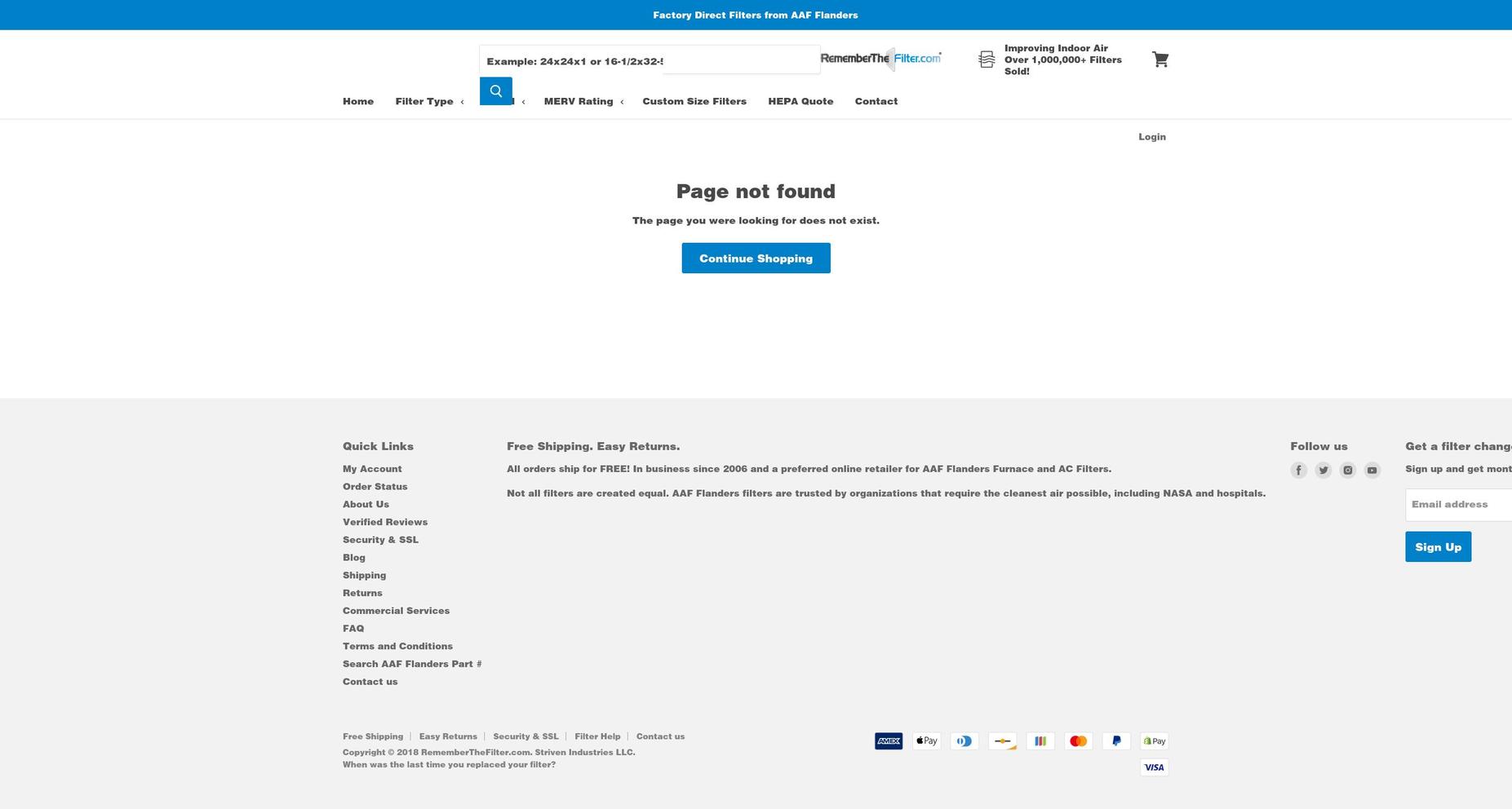 filtretefurnacefilters.com — Shopify storefront screenshot