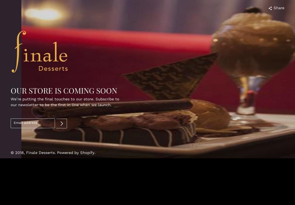 Pre-launch Shopify theme site example finaledesserts.com