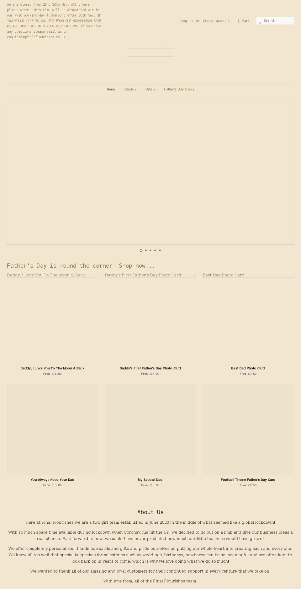 finalflourishes.co.uk shopify website screenshot