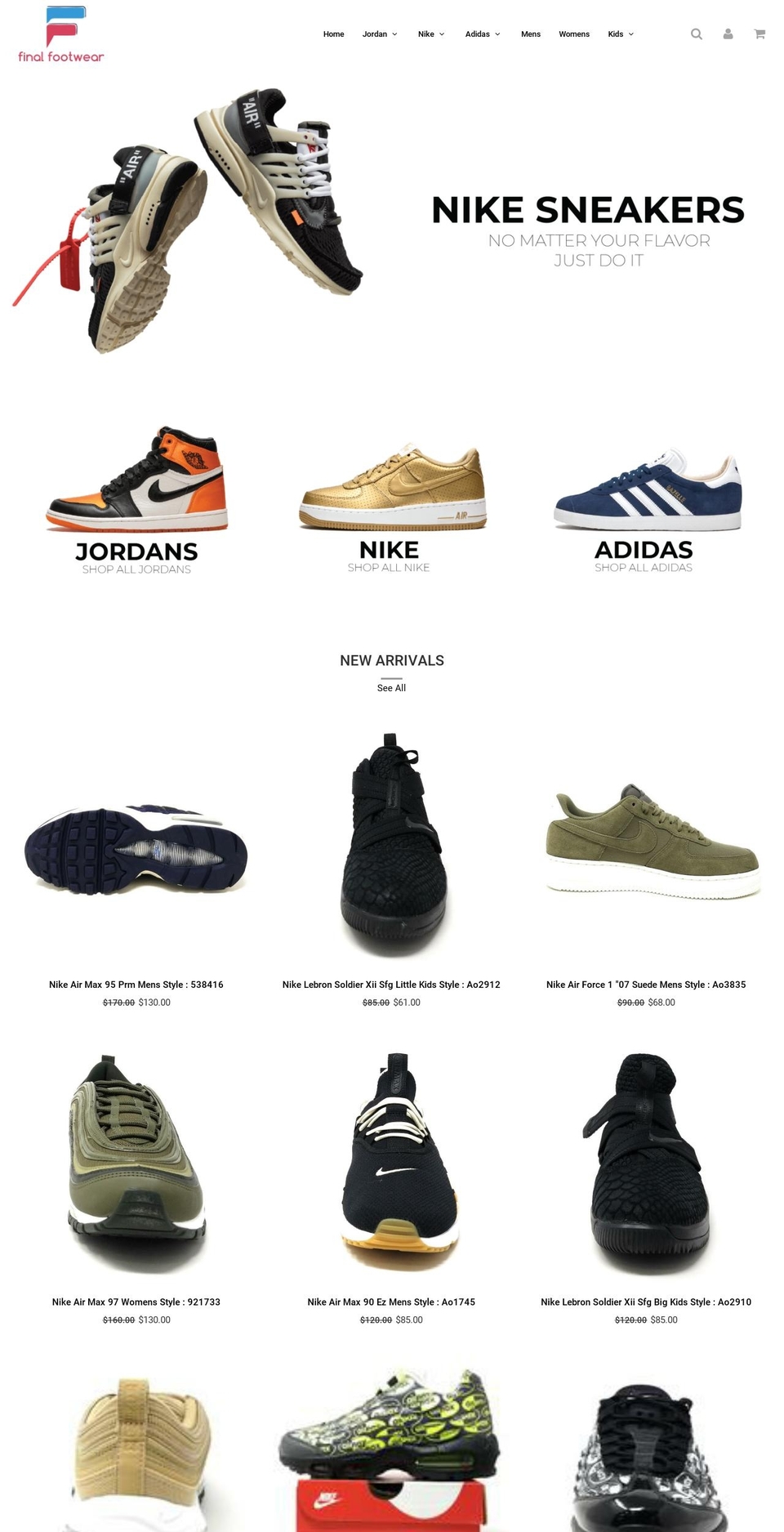 finalfootwear.com shopify website screenshot