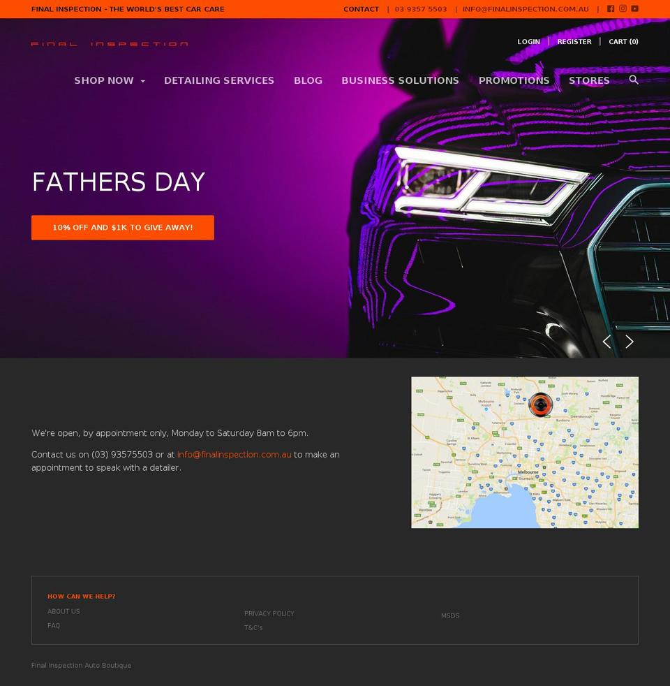 finalinspection.com.au shopify website screenshot