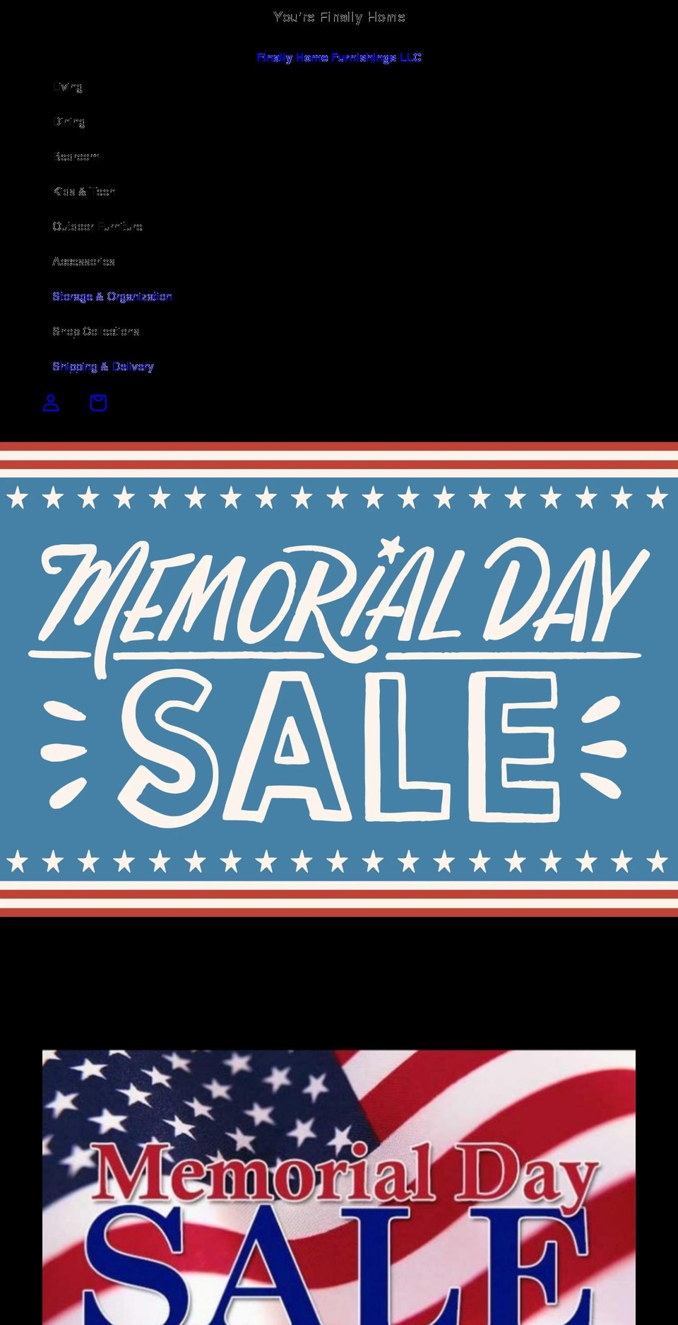 finallyhomefurnishings.com shopify website screenshot
