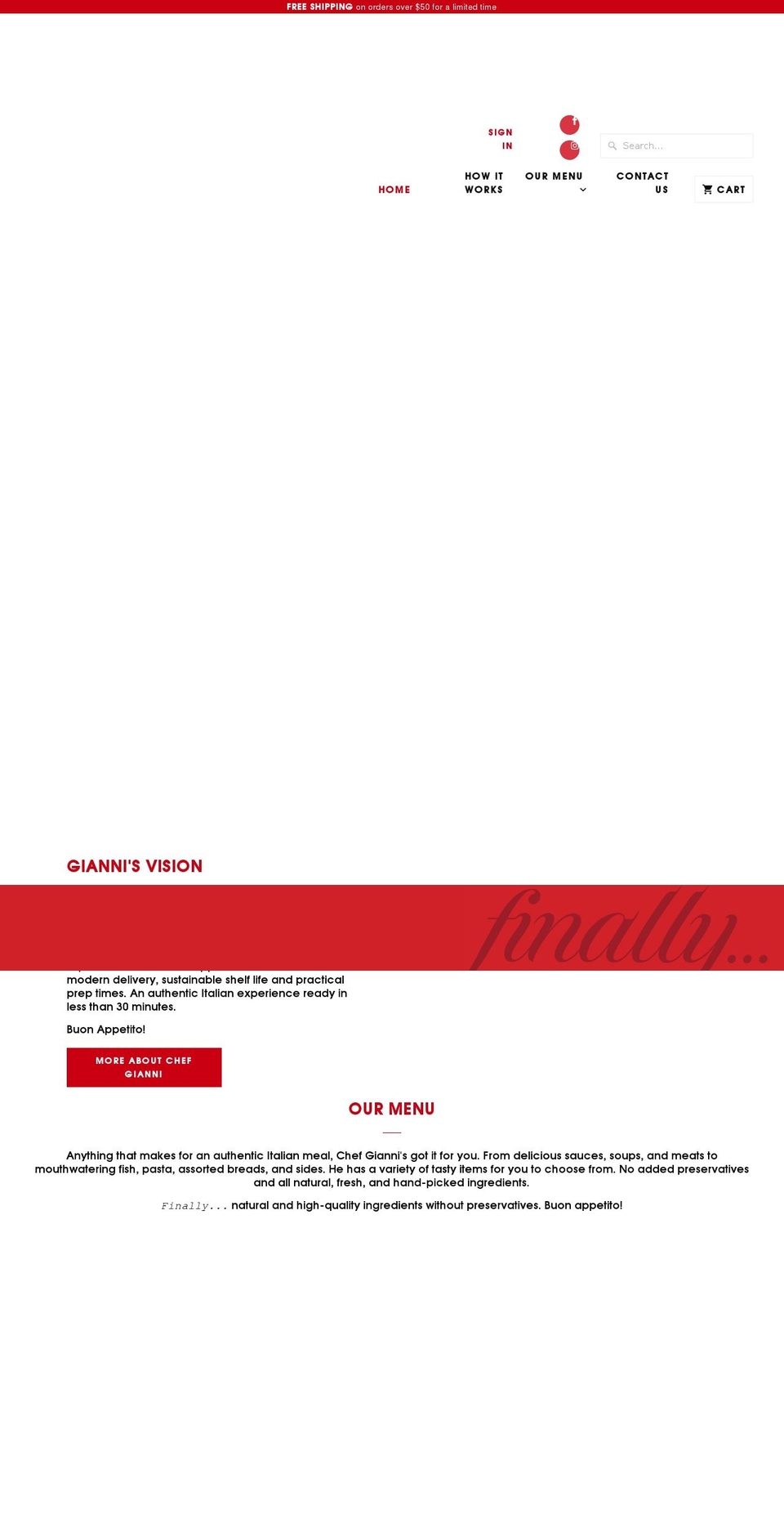 finallyitalian.com shopify website screenshot