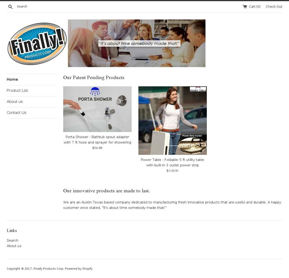 finallyproducts.net shopify website screenshot