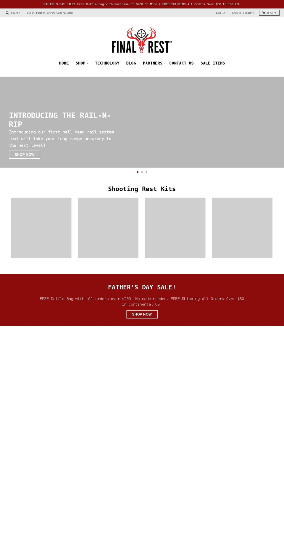 finalrestshootingsystems.com shopify website screenshot
