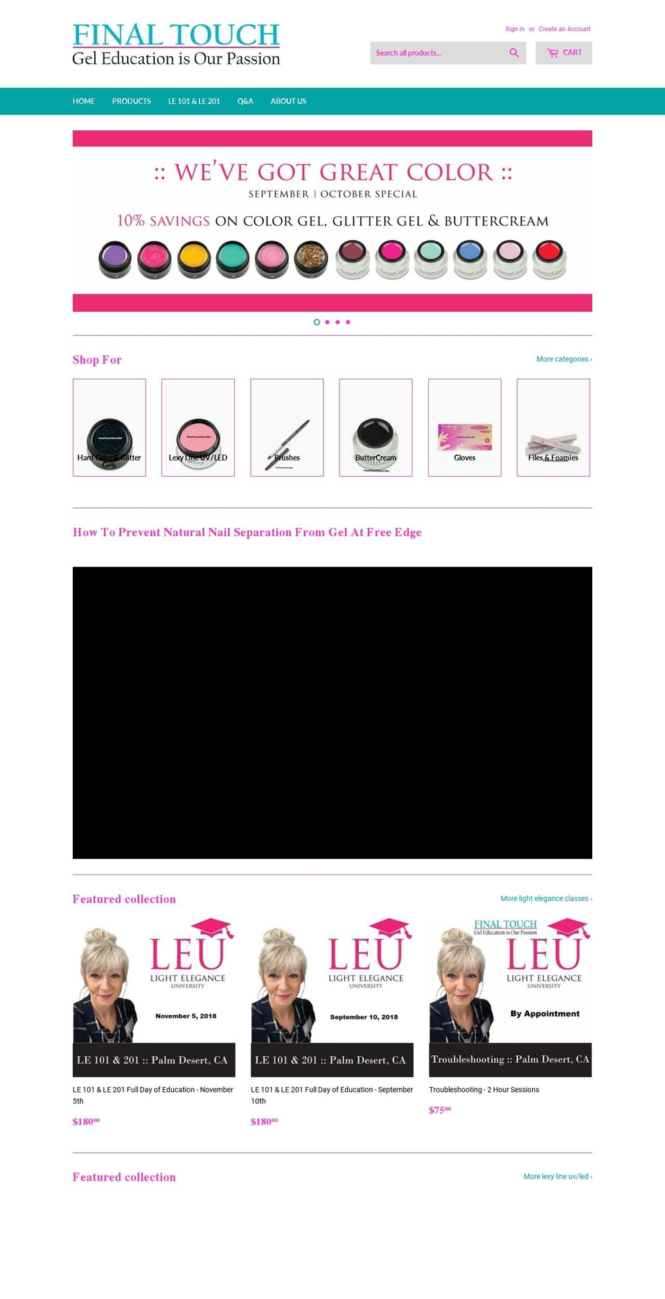 finaltouchgels.net shopify website screenshot