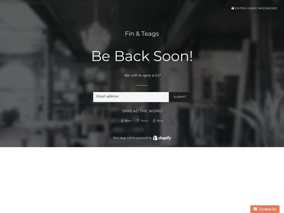 finandteags.com — Shopify storefront screenshot