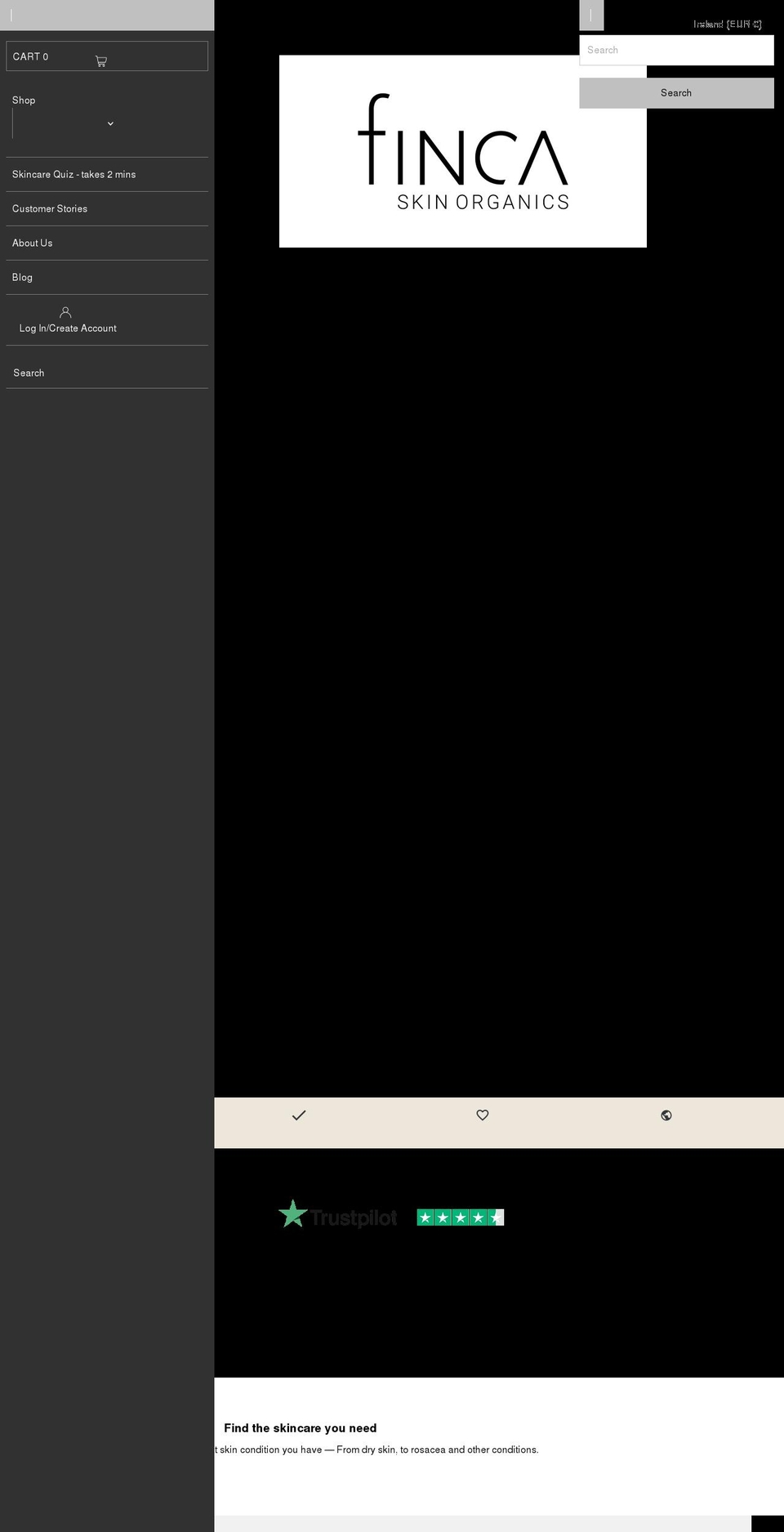 fincaskinorganics.com shopify website screenshot