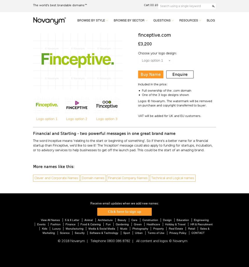 finceptive.com — Shopify storefront screenshot