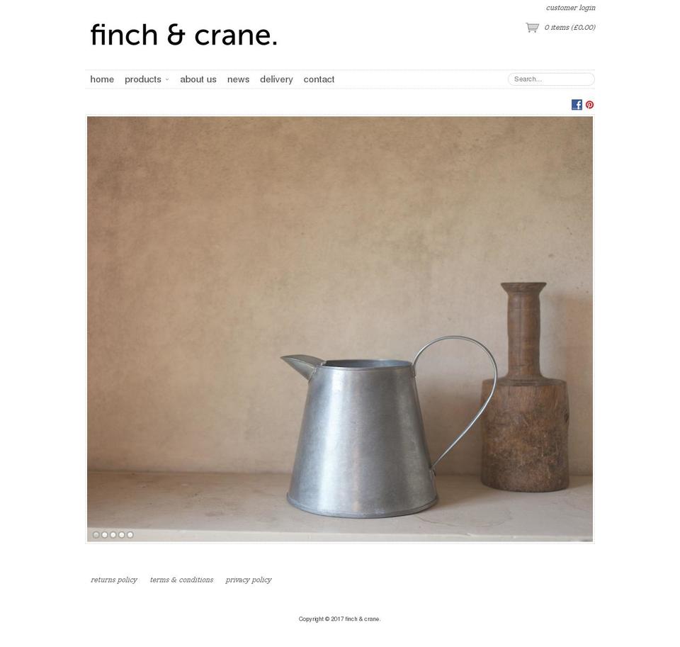finchandcrane.com shopify website screenshot