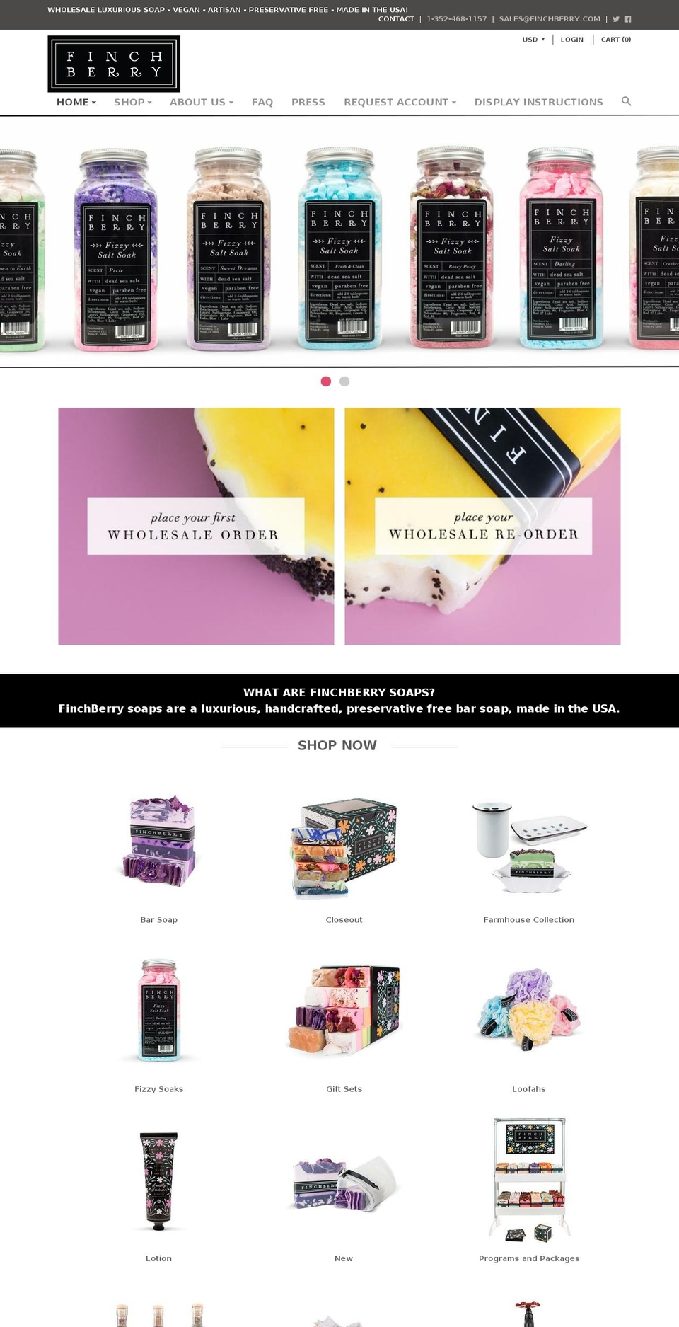 finchberrywholesale.com shopify website screenshot