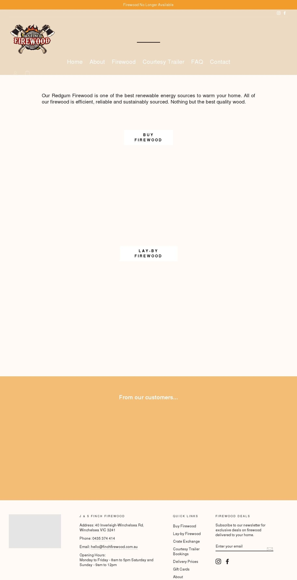 finchfirewood.com.au shopify website screenshot